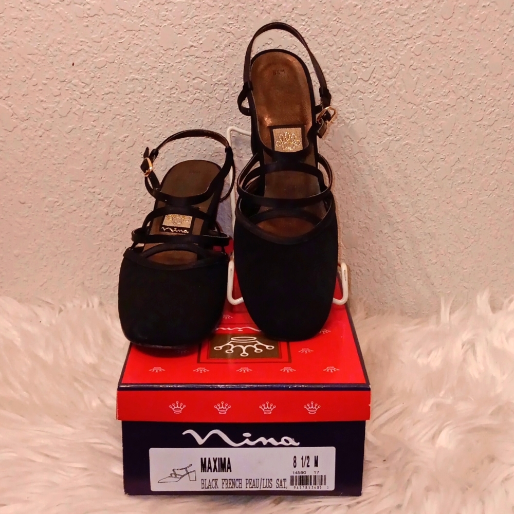 NINA BLACK DRESS SHOES SZ 8 1/2M